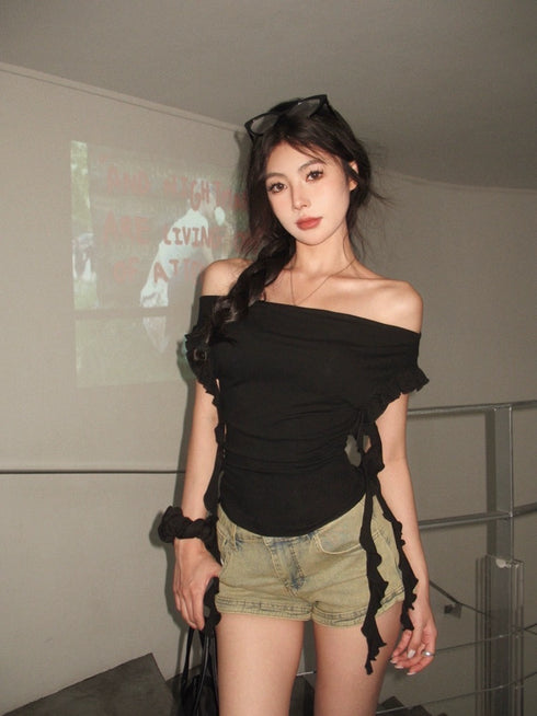 Women Off-Shoulder Ruffle Fall Tops